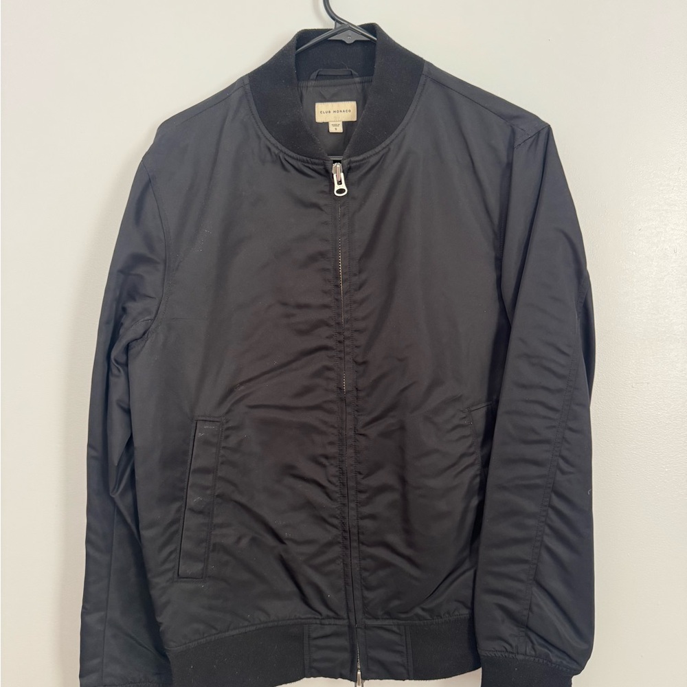 Club Monaco Black Bomber Jacket with Zip Front